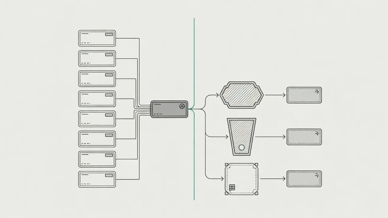 Diagram with two equal routes leading to the same declaration and a teal line looping back to the importing company.