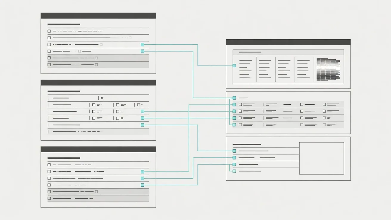 Diagram waarin velden uit certificaat, factuur en vervoersdocument samenkomen in een aanmeldformulier met drie delen